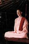 Monk meditates